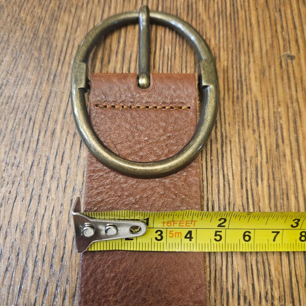 Club Monaco Men's Wide Brown Leather Belt Medium 32-34" - Picture 7 of 7
